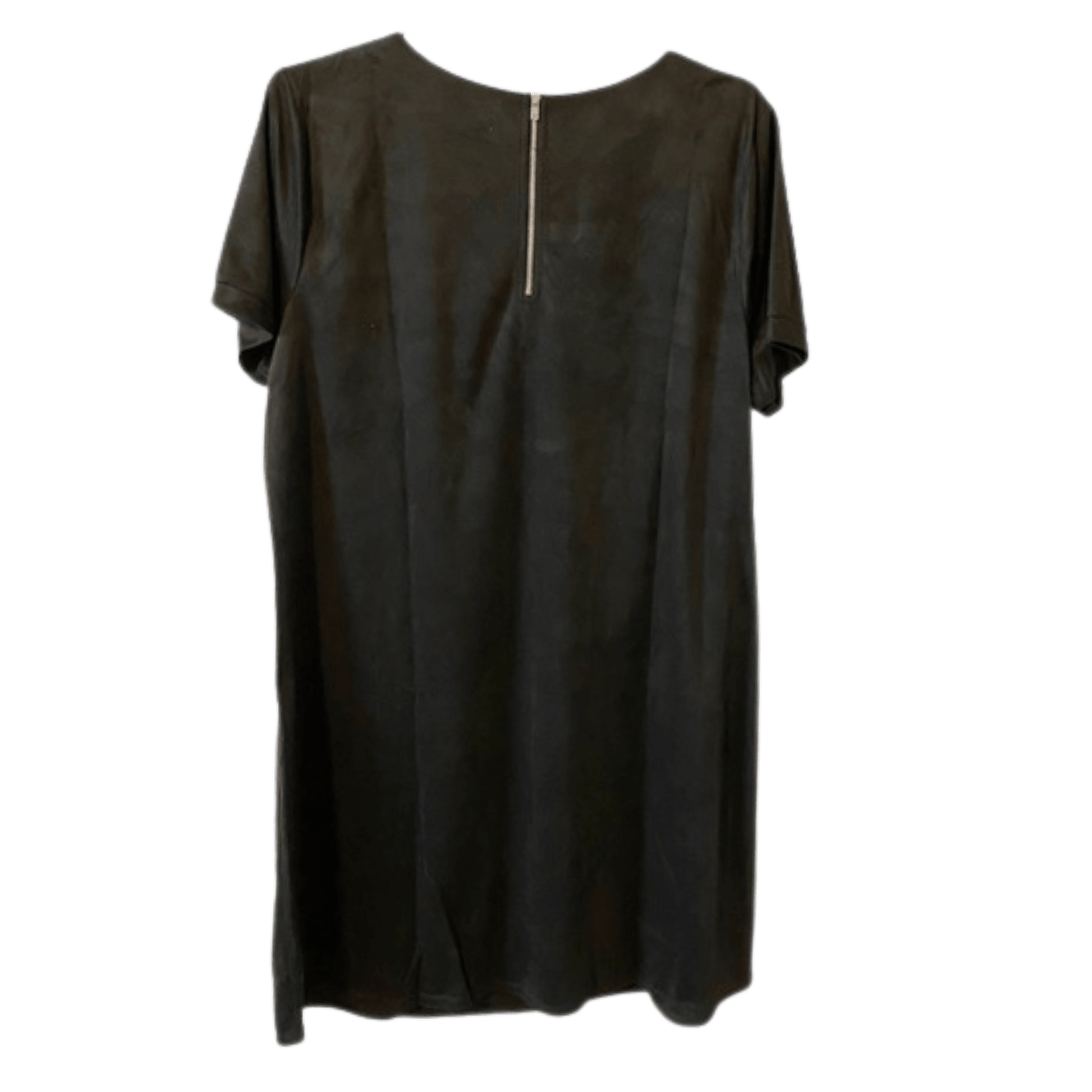 Black dress with a zipper on the back against a transparent background