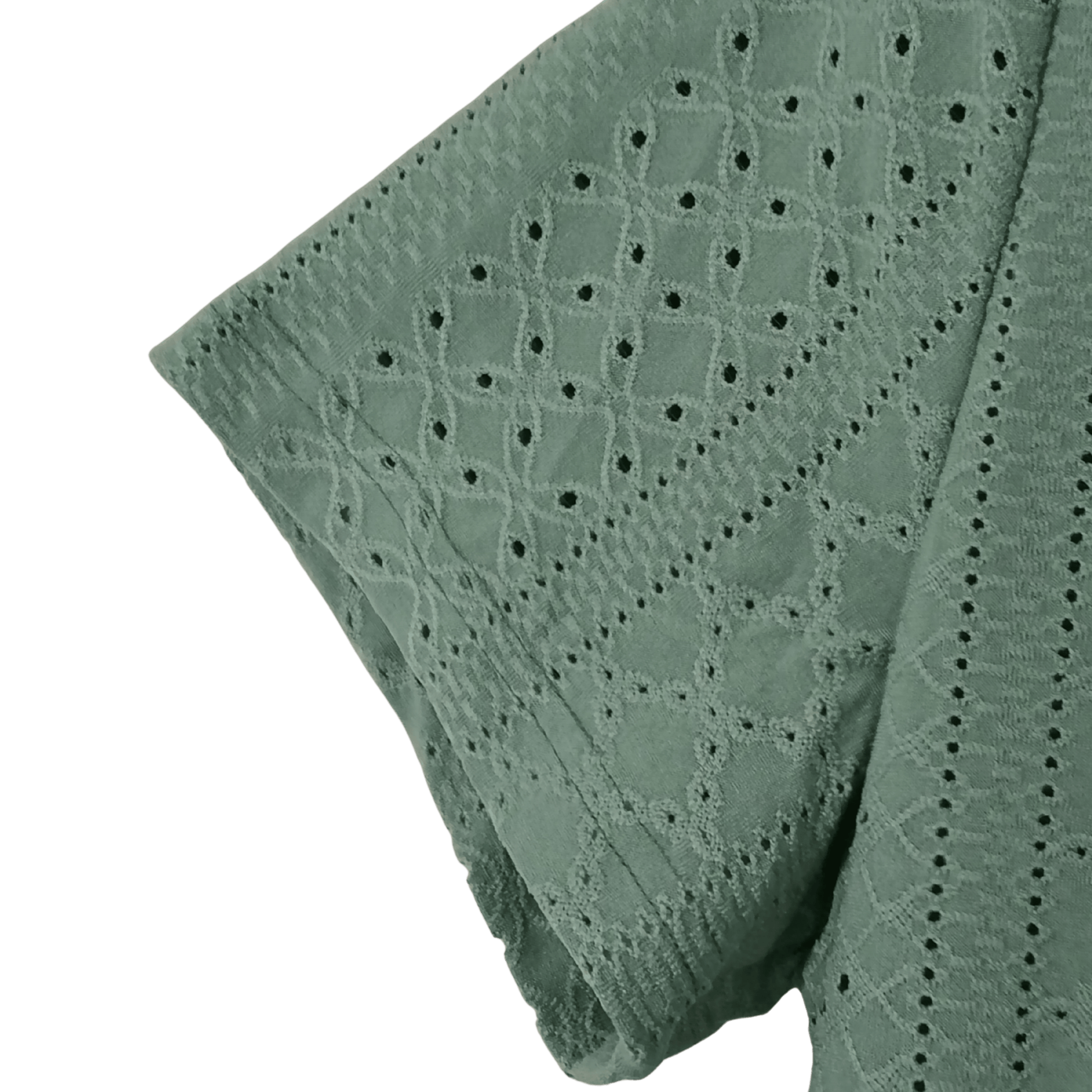 Green fabric with a lattice pattern on a transparent background