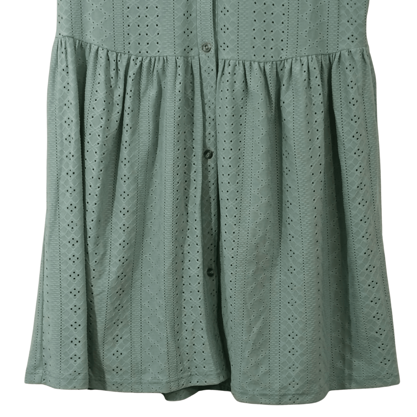 Green dress with button details on a transparent background