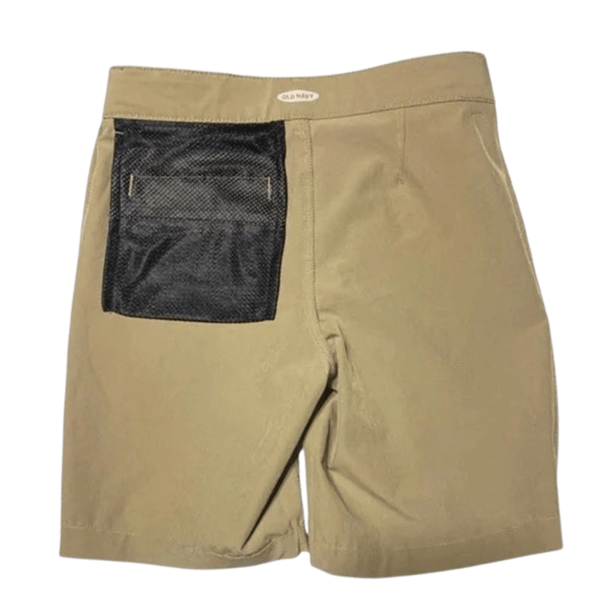 Beige shorts with a black pocket on a transparent background