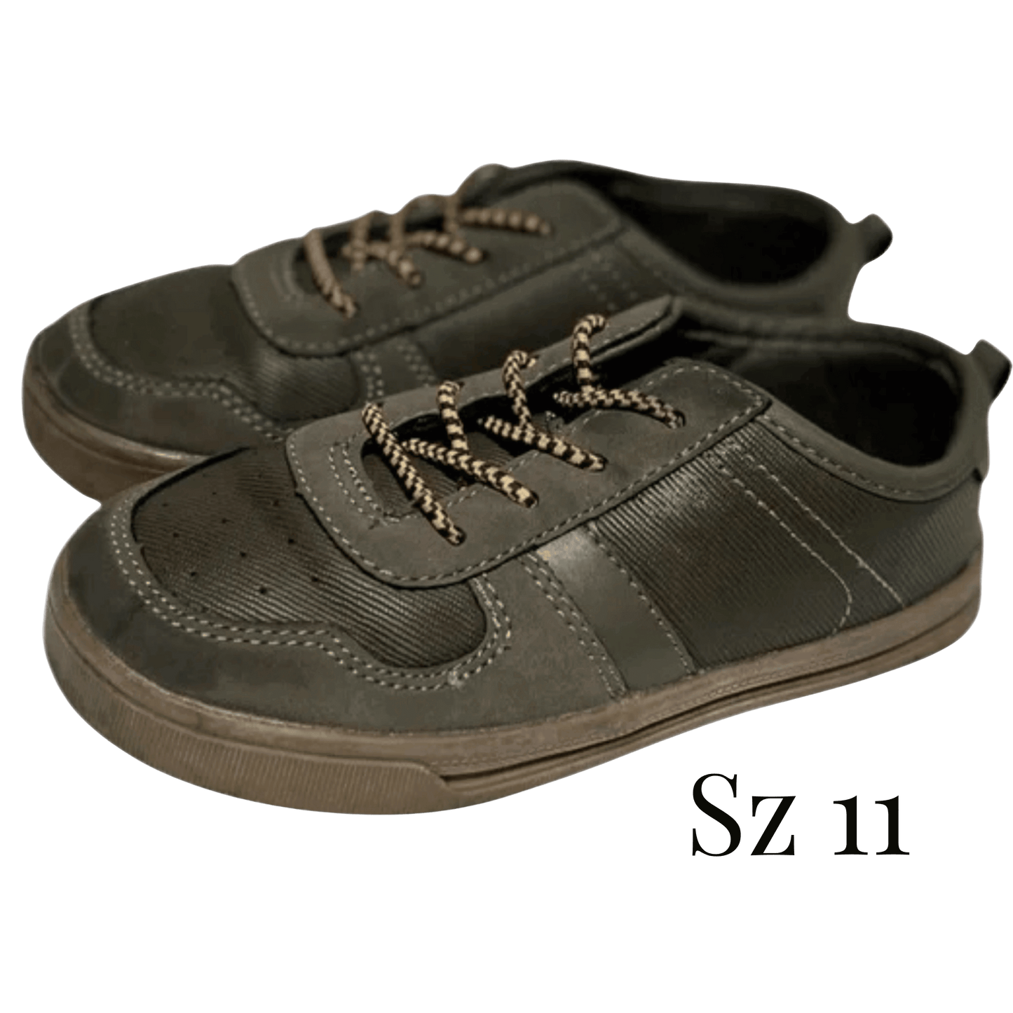 Pair of green shoes with laces on a transparent background