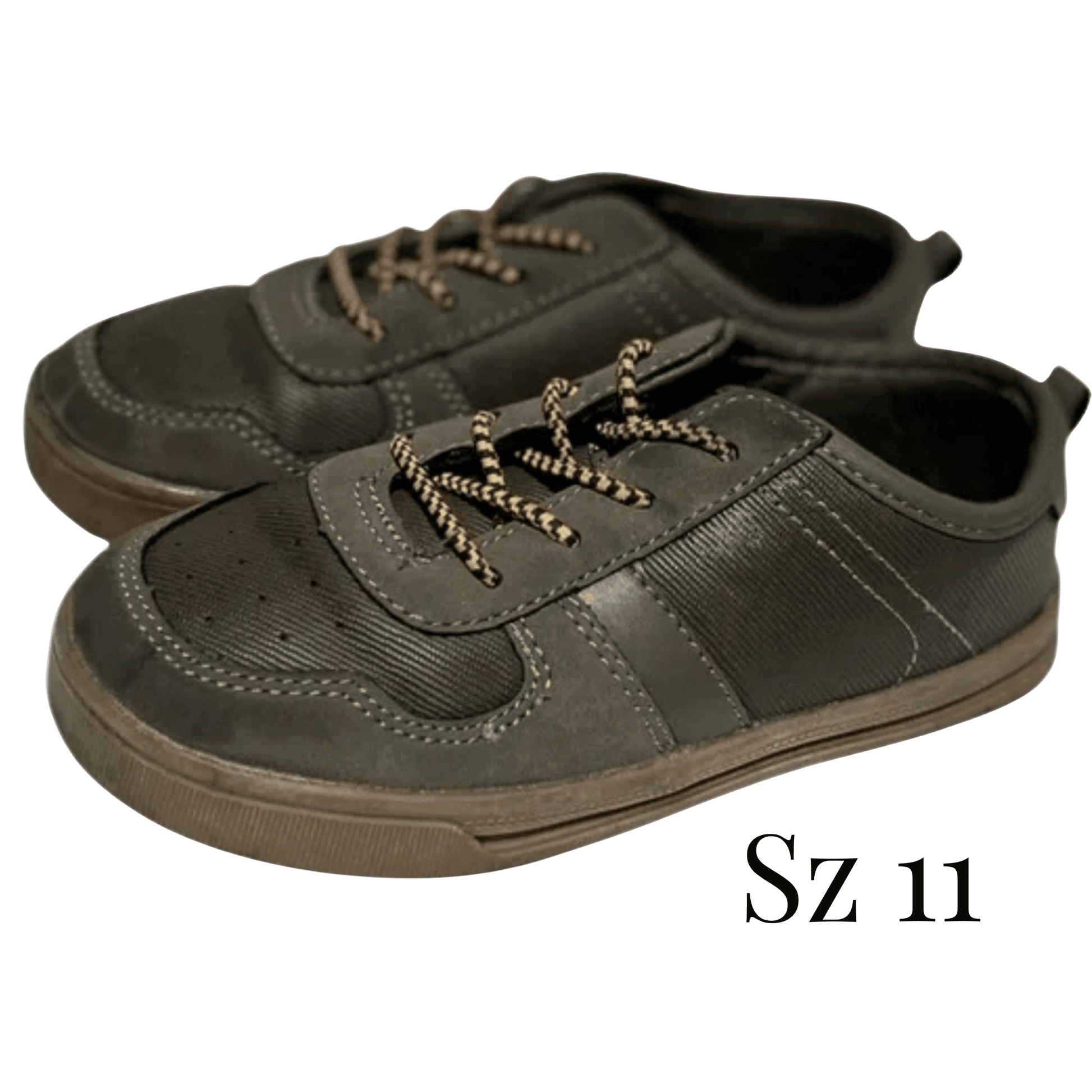 Pair of green shoes with laces on a transparent background