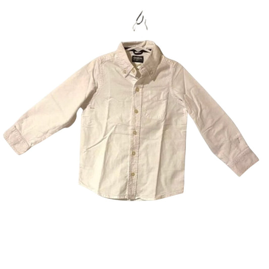 Beige button-up shirt on a white background