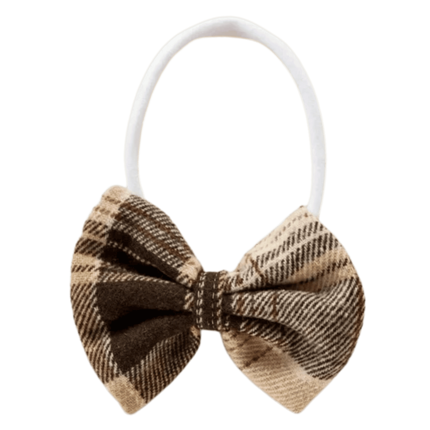 Plaid bow hair tie on a white background