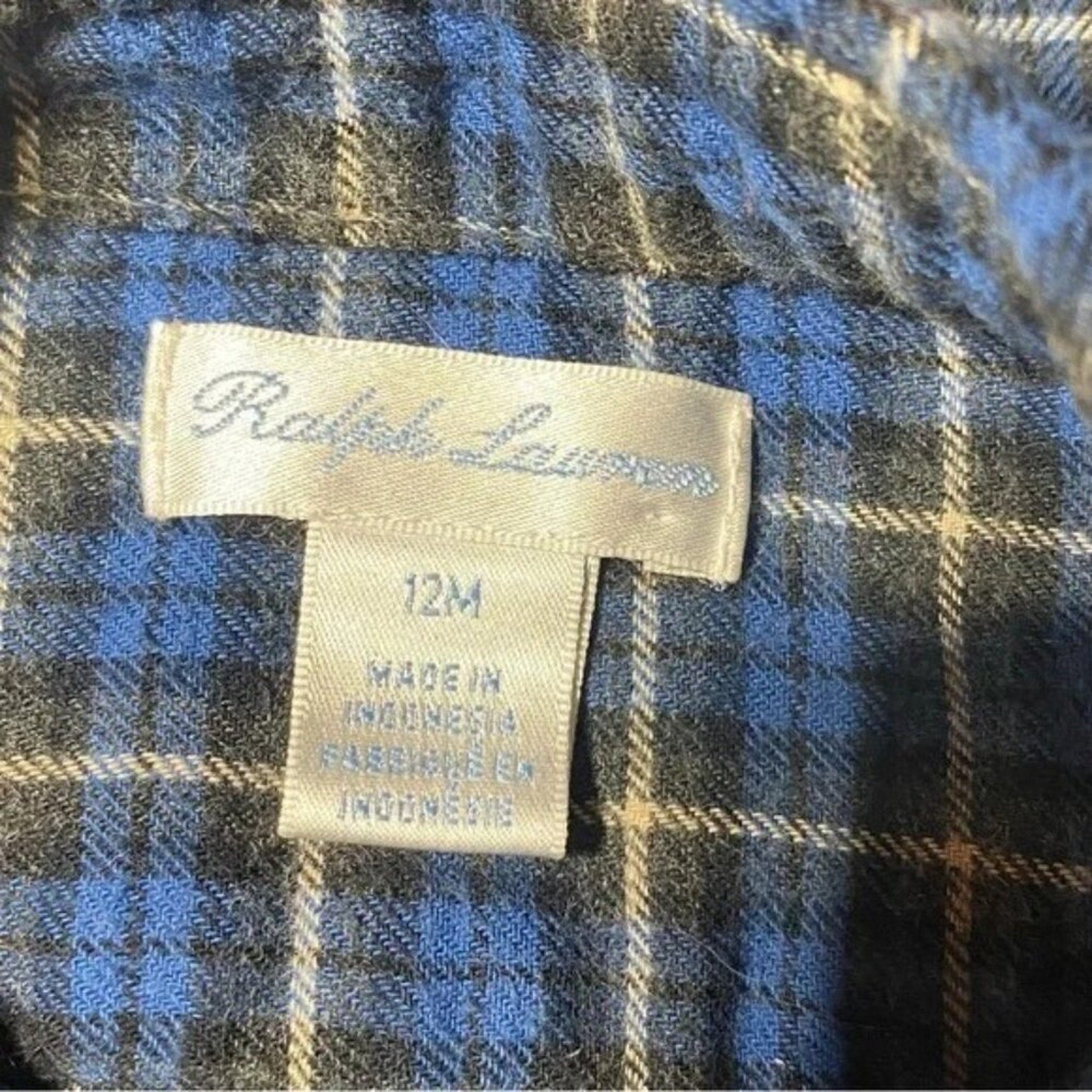 Ralph Lauren label on a plaid fabric