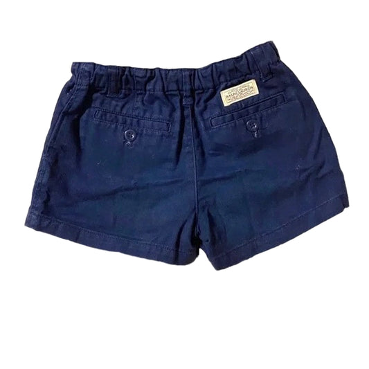 Ralph Lauren Shorts Girl 6 Navy Blue Flat Front Pink Pony Logo Adjustable Waist