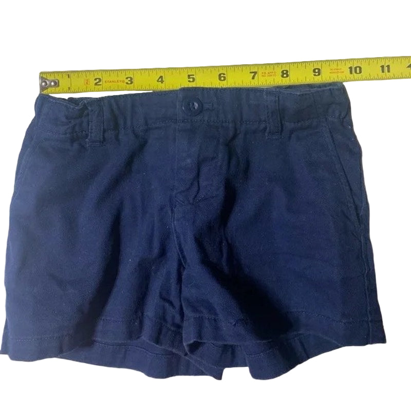 Ralph Lauren Shorts Girl 6 Navy Blue Flat Front Pink Pony Logo Adjustable Waist