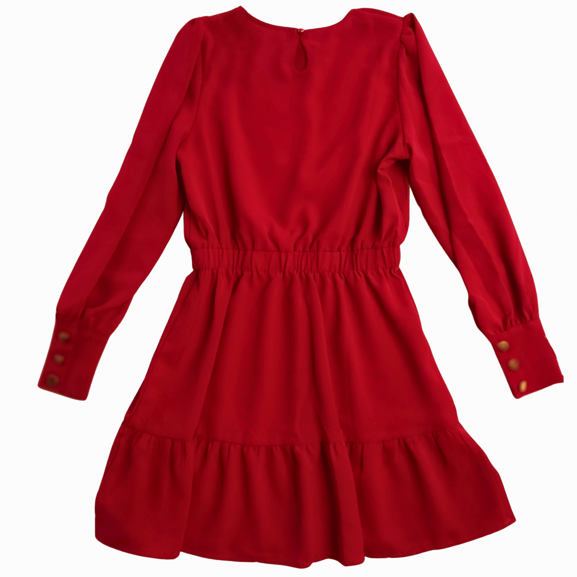 Red dress with long sleeves on a dark red background
