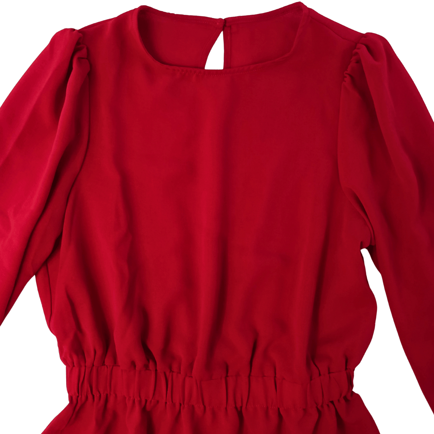 Red dress with puff sleeves on a transparent background