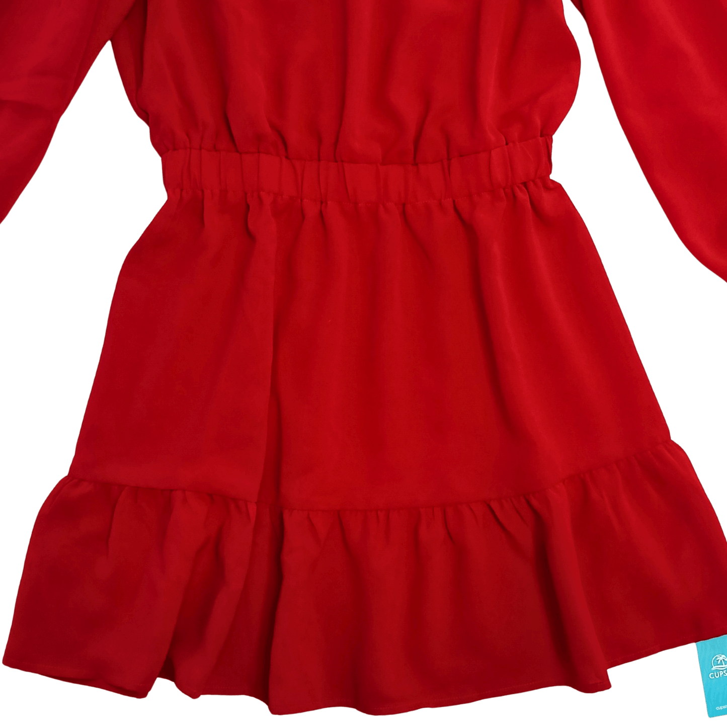 Red dress with long sleeves on a transparent background