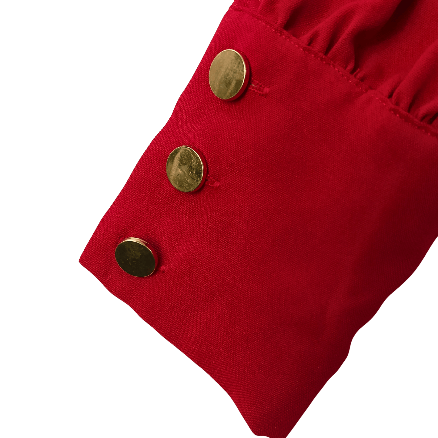 Red fabric with gold buttons on a transparent background