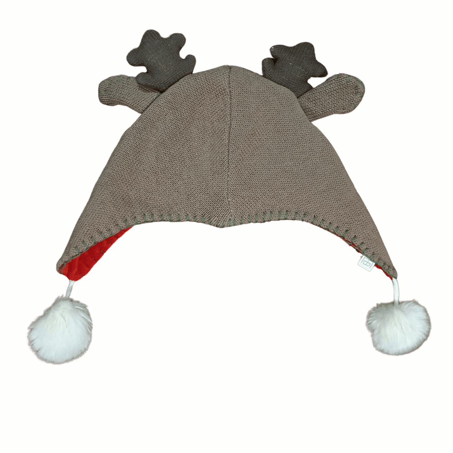 Rudolph Red Nose Reindeer Hat With Antlers And Pom-Poms, Sz 9-12 Months, NWT