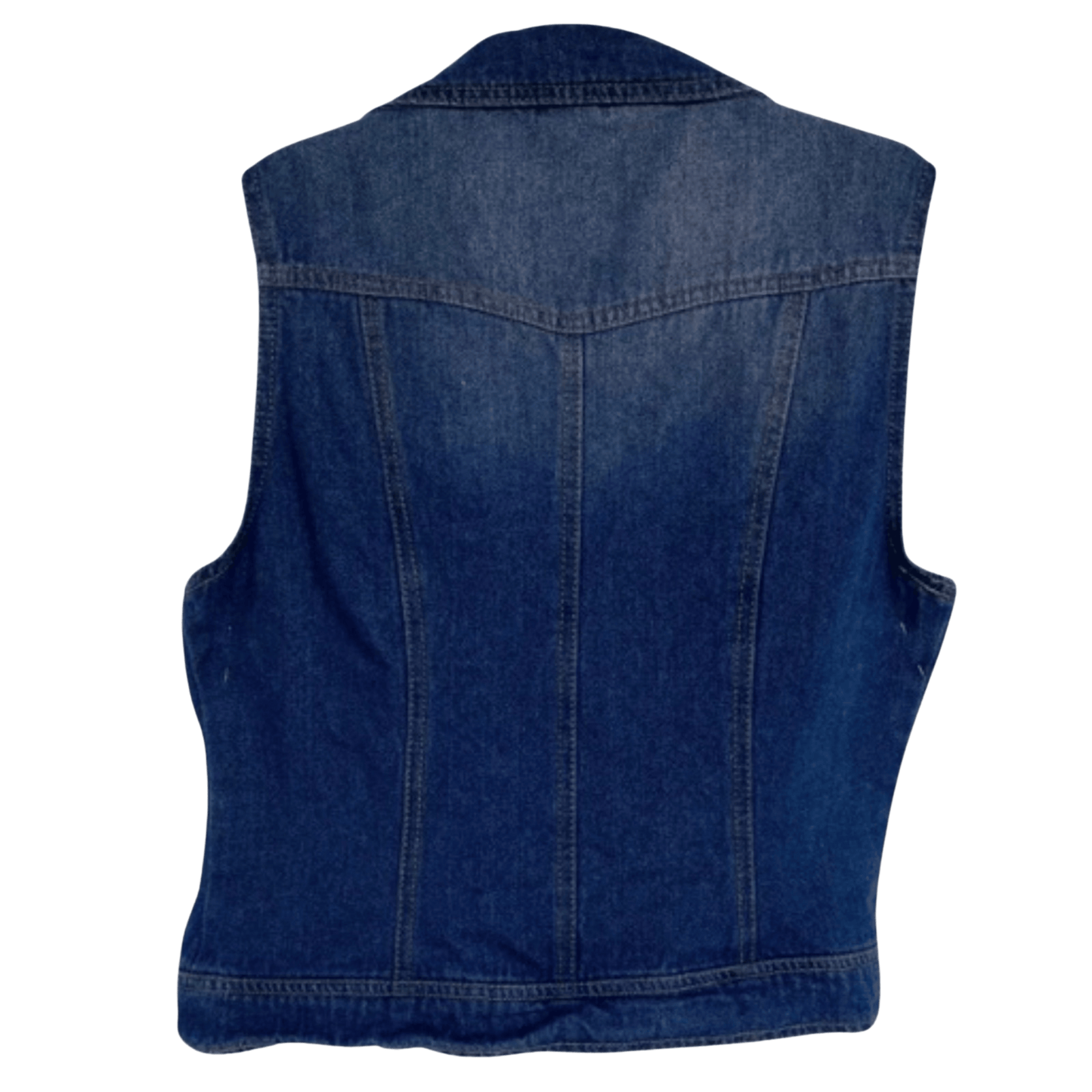 Blue denim vest on a transparent background