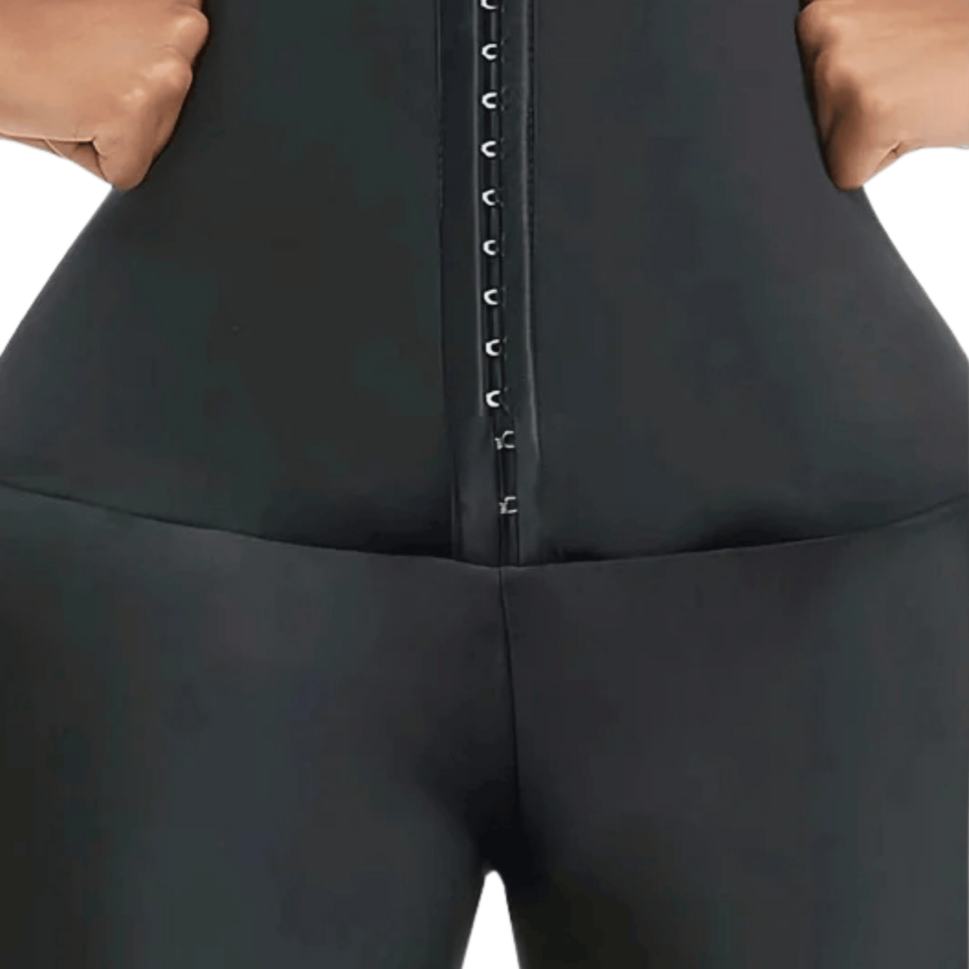 Black wetsuit with a zipper on a transparent background