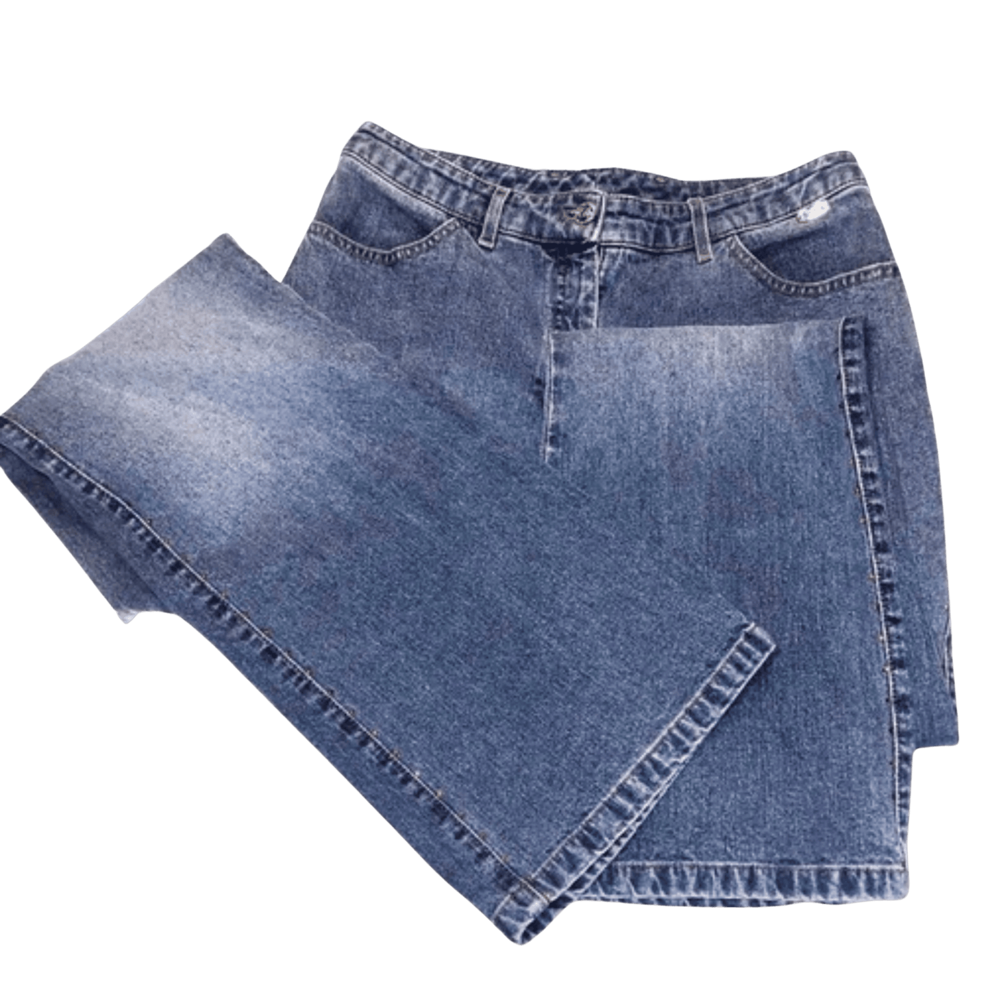 Folded blue jeans on a transparent background