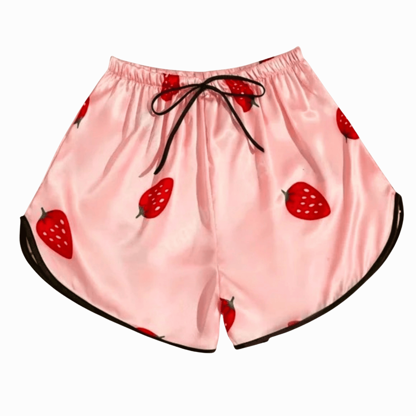 Pink shorts with strawberry pattern on a transparent background