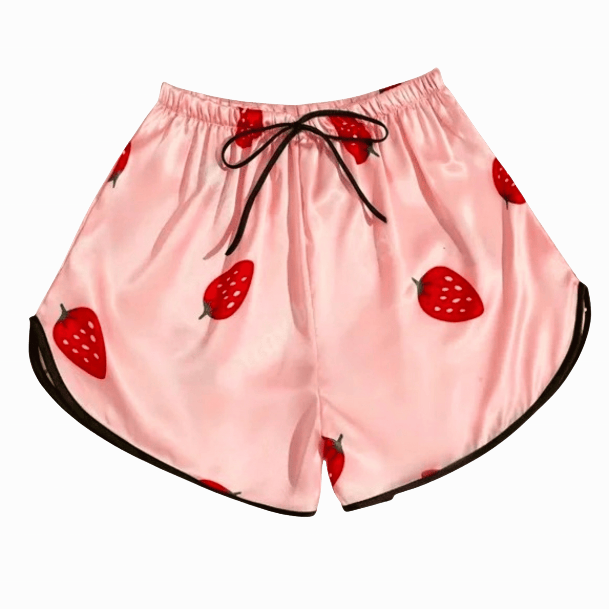 Pink shorts with strawberry pattern on a transparent background