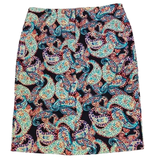 Colorful paisley patterned skirt on a white background