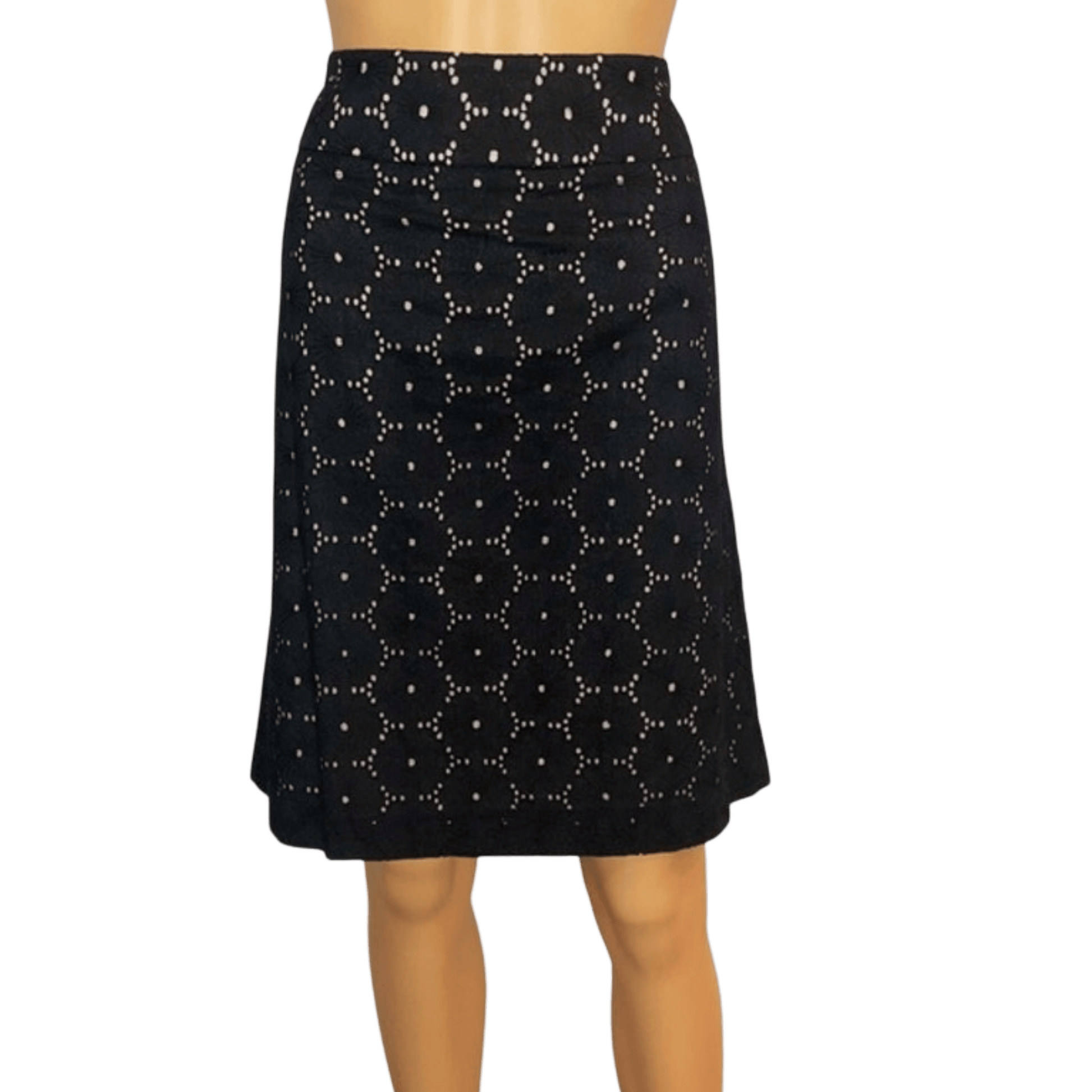 Black skirt with white geometric pattern on a transparent background
