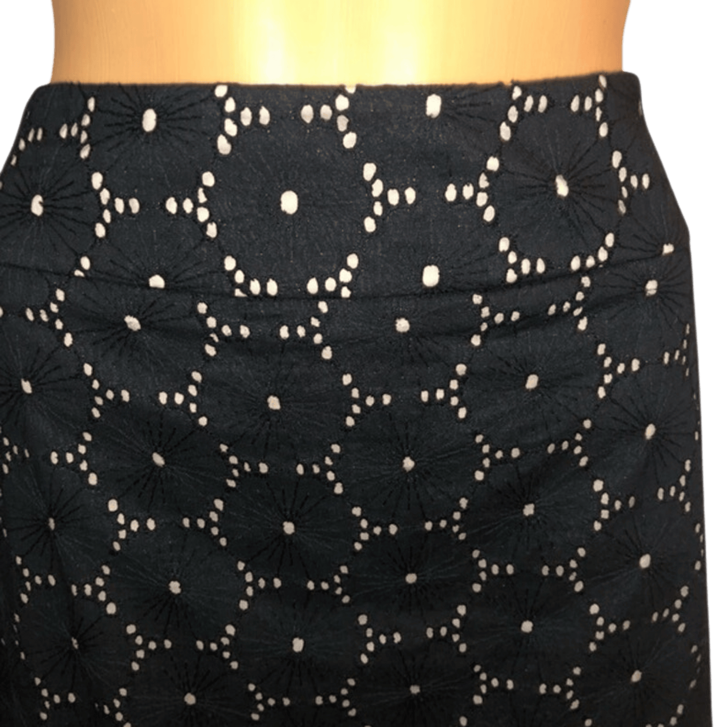Black skirt with white floral patterns on a transparent background