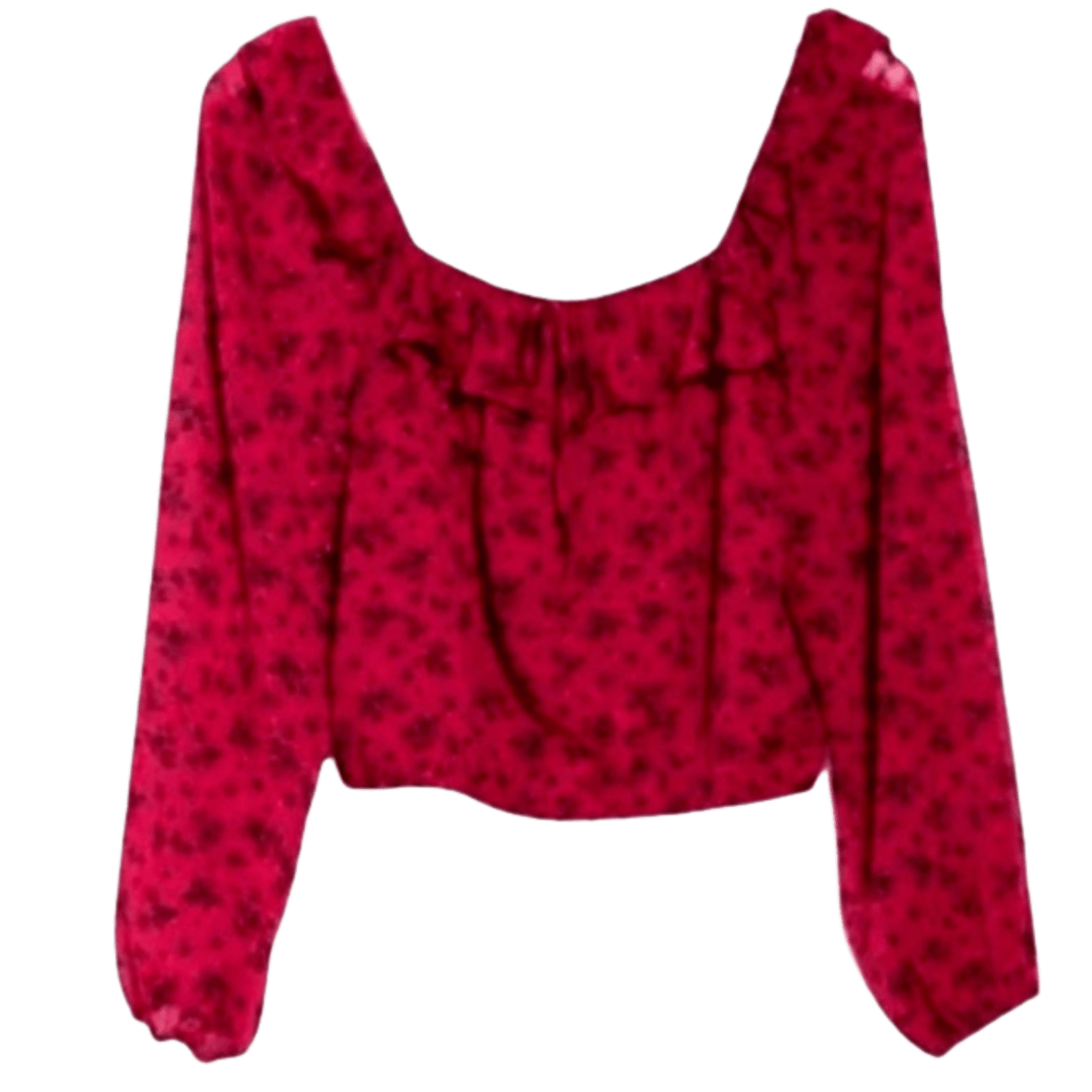 Red blouse with long sleeves on a transparent background