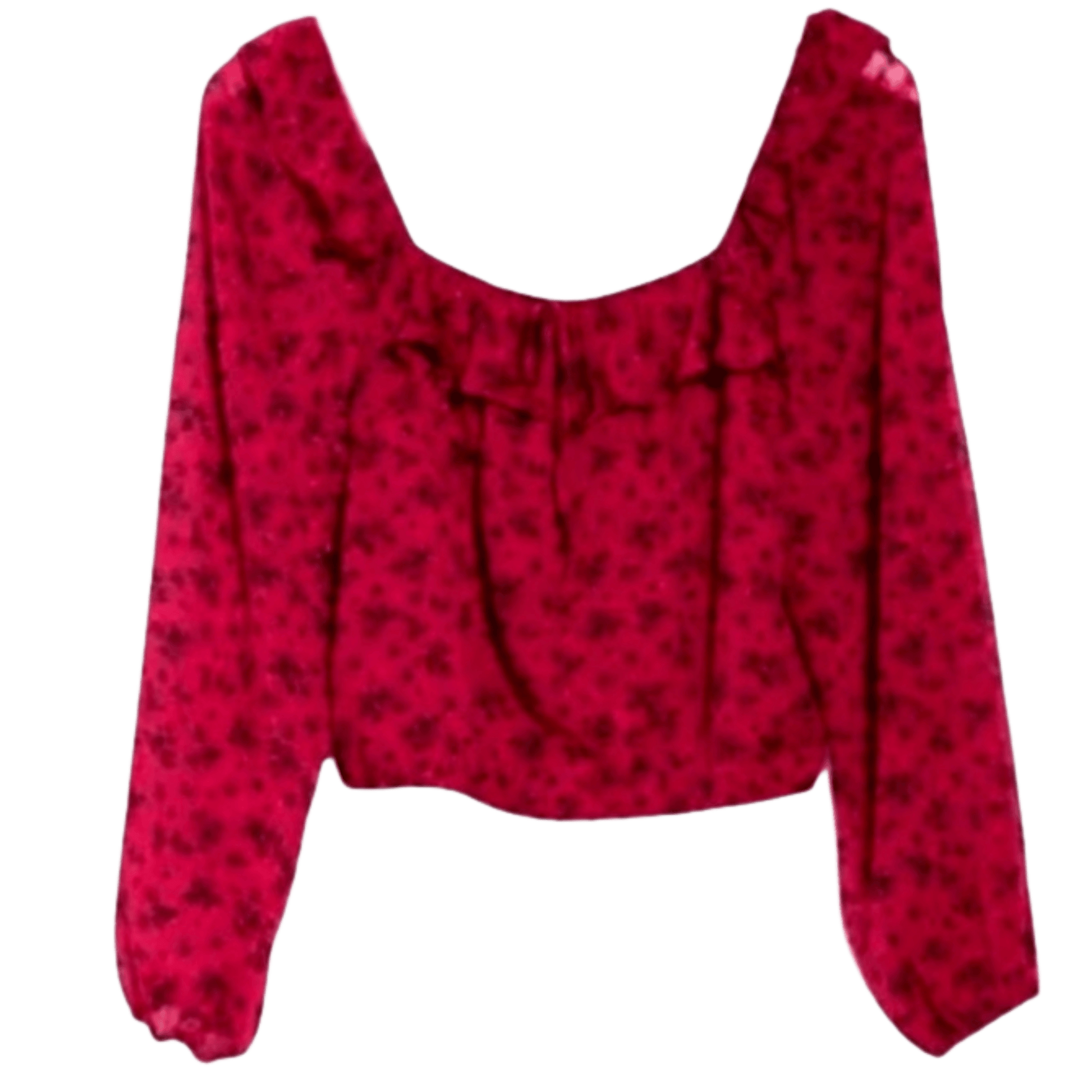 Red blouse with long sleeves on a transparent background