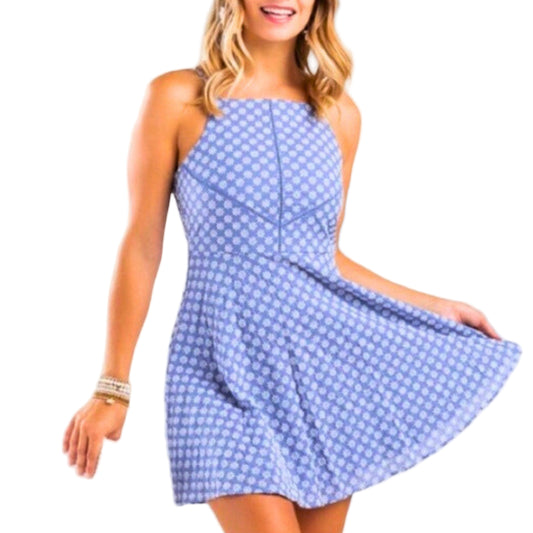 Trixxi Eyelet Skater Size XL Blue Dress, NWT White Embroidered Flowers Cutout