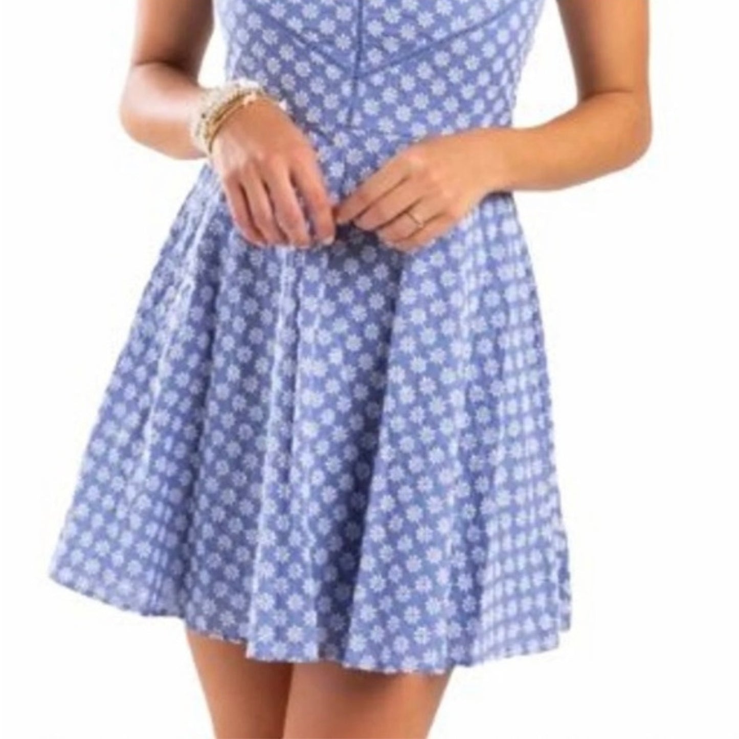 Blue floral dress on a white background