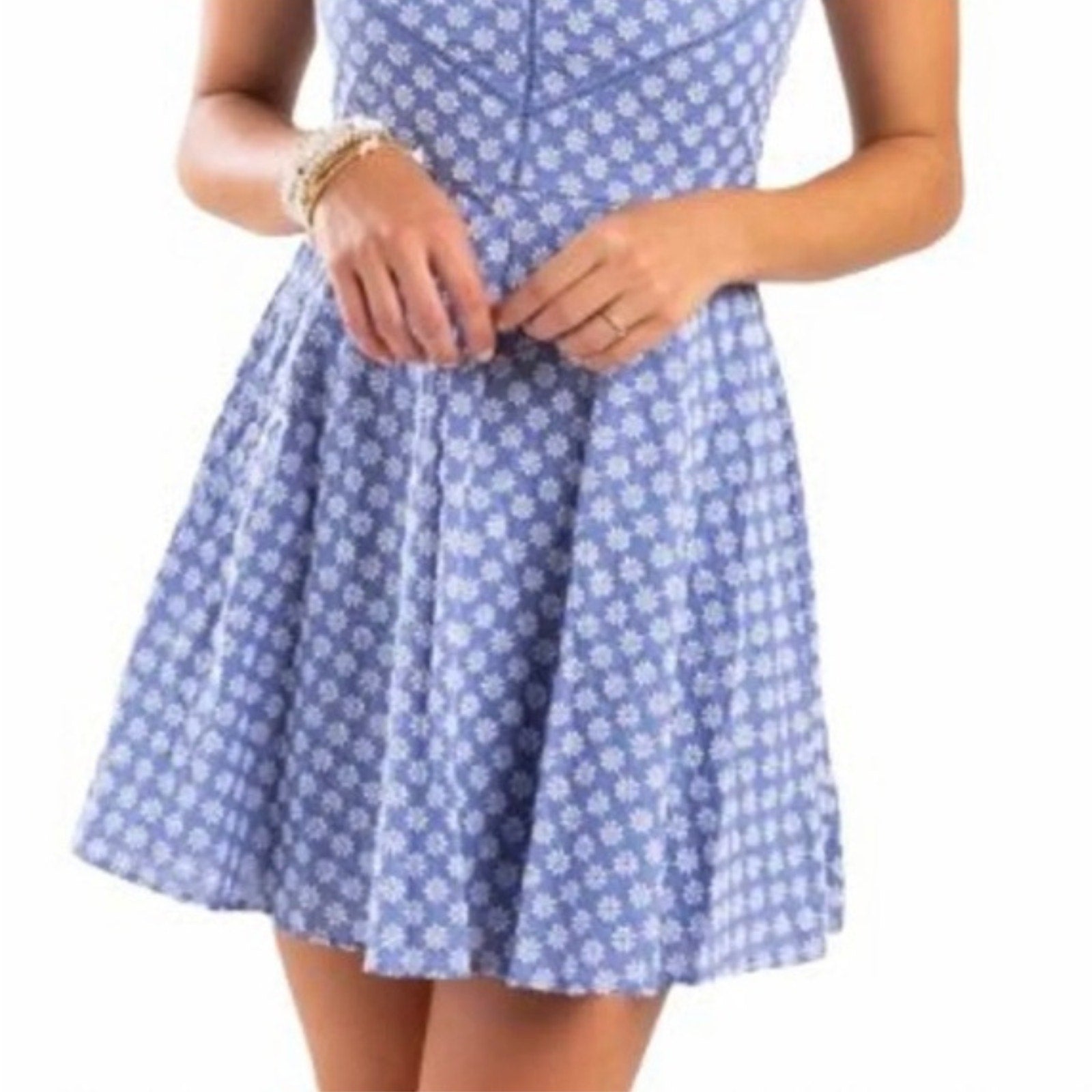 Blue floral dress on a white background