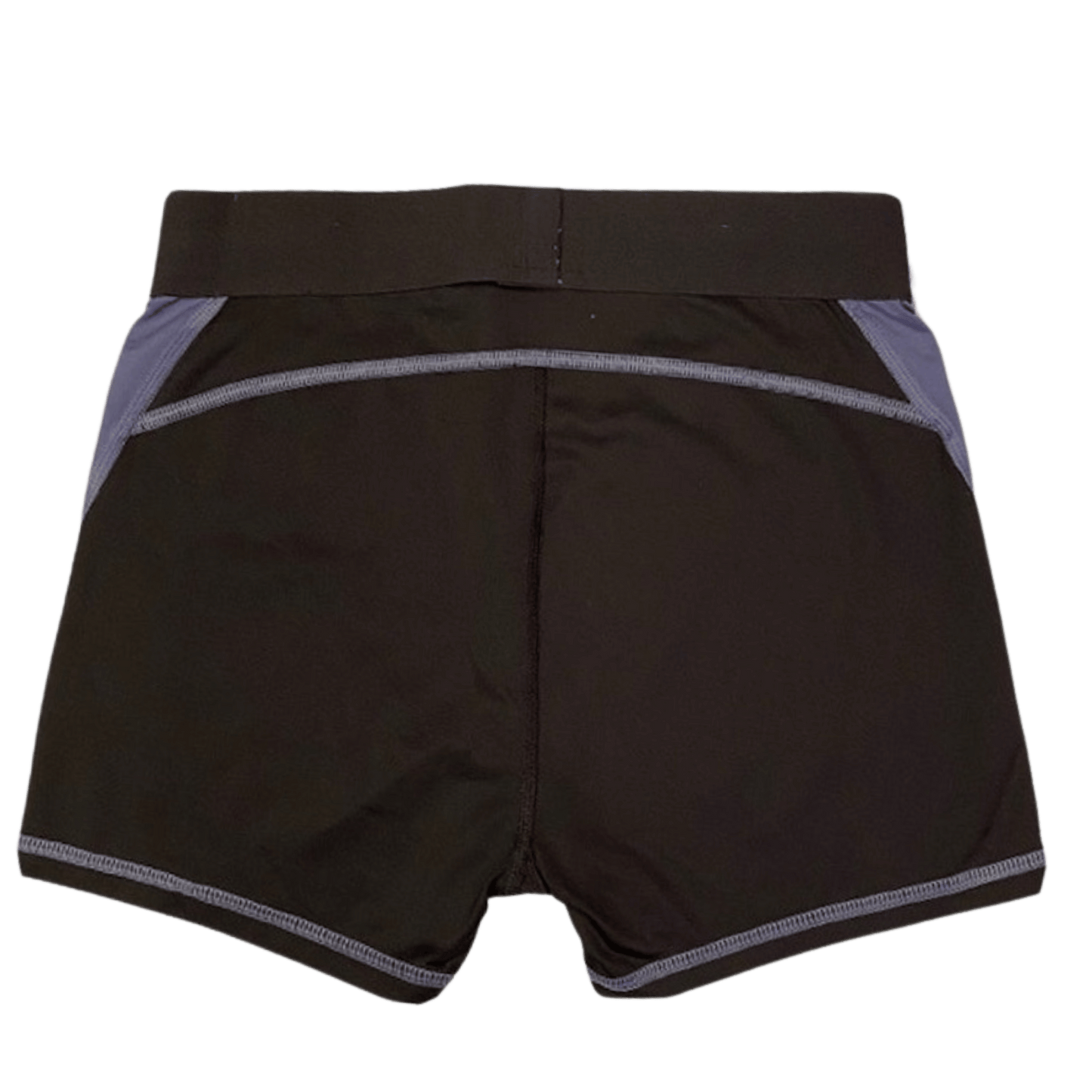 Black shorts with gray trim on a transparent background