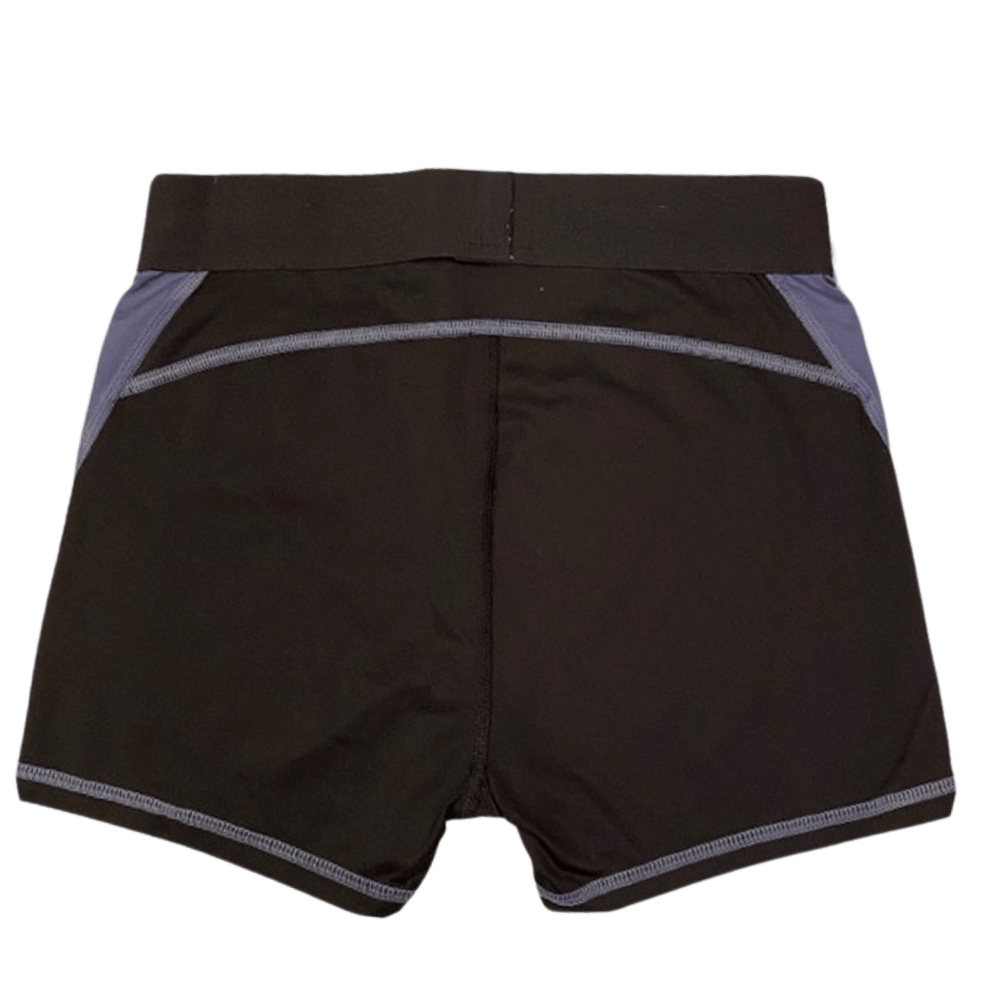 Black shorts with gray trim on a transparent background