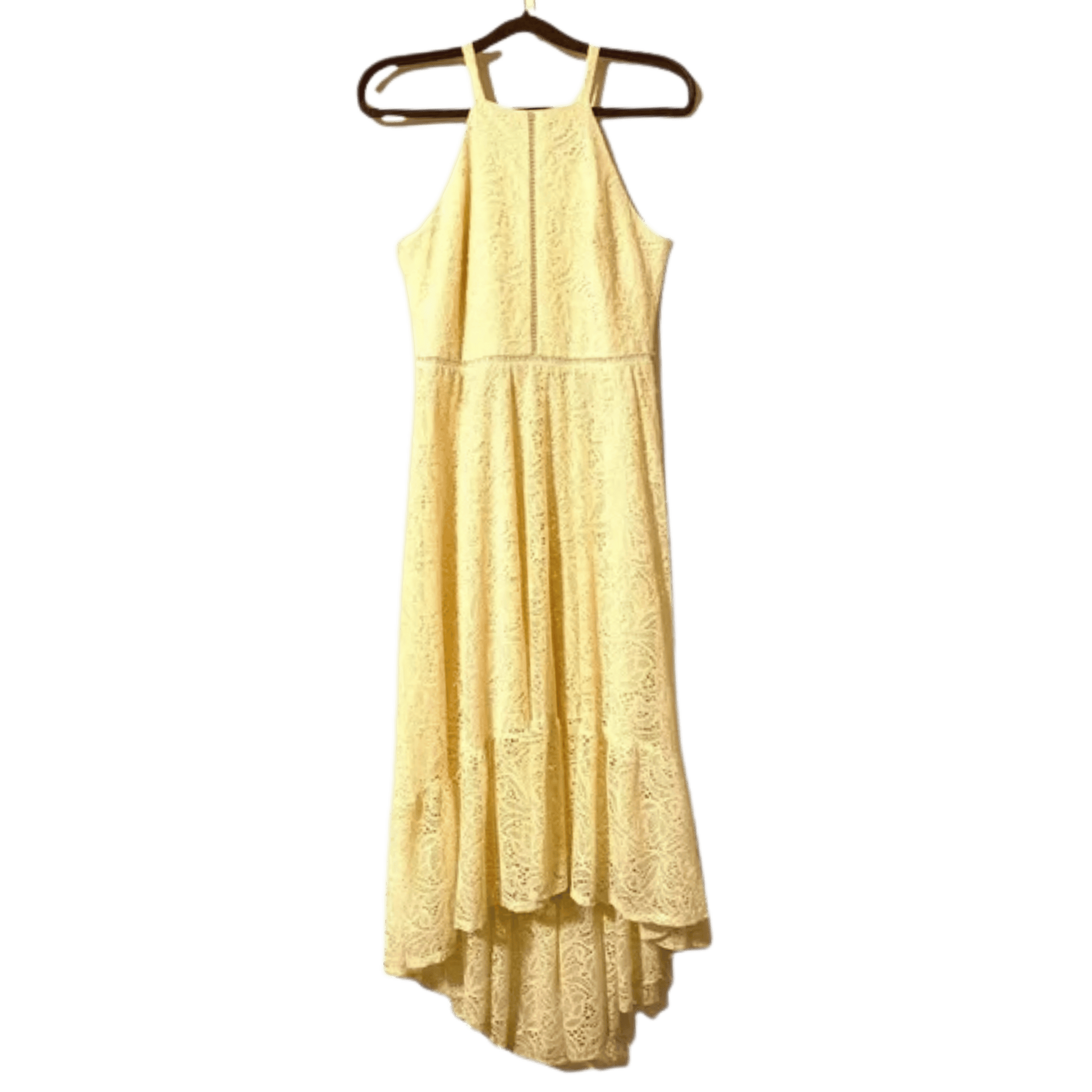 Beige dress on a hanger against a transparent background