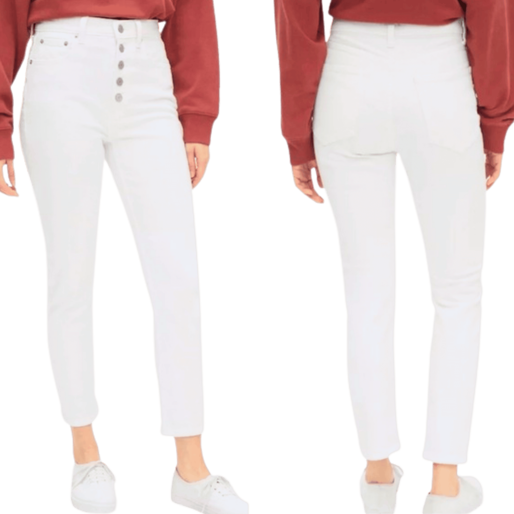 White pants worn by a person on a transparent background
