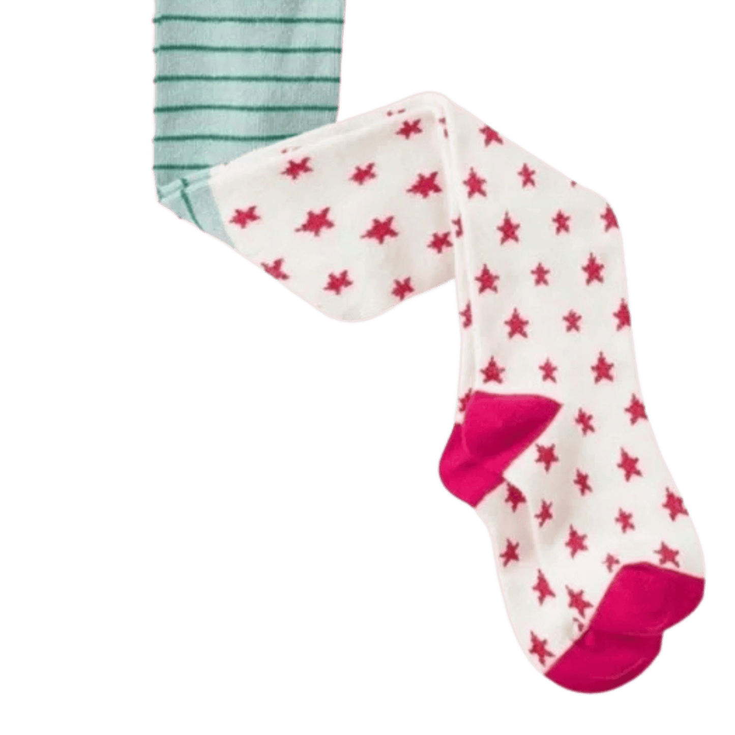 White sock with red star pattern and pink toes and cuffs on a transparent background