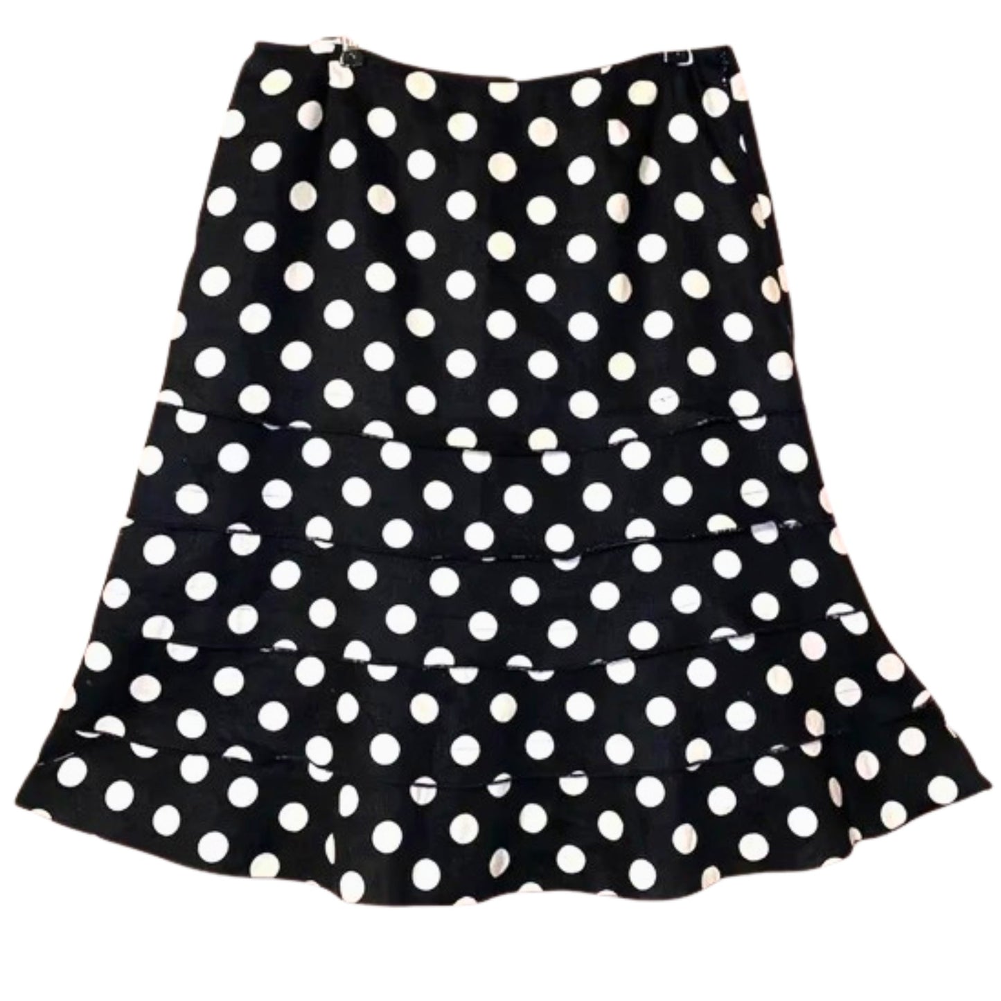 Black skirt with white polka dots on a white background