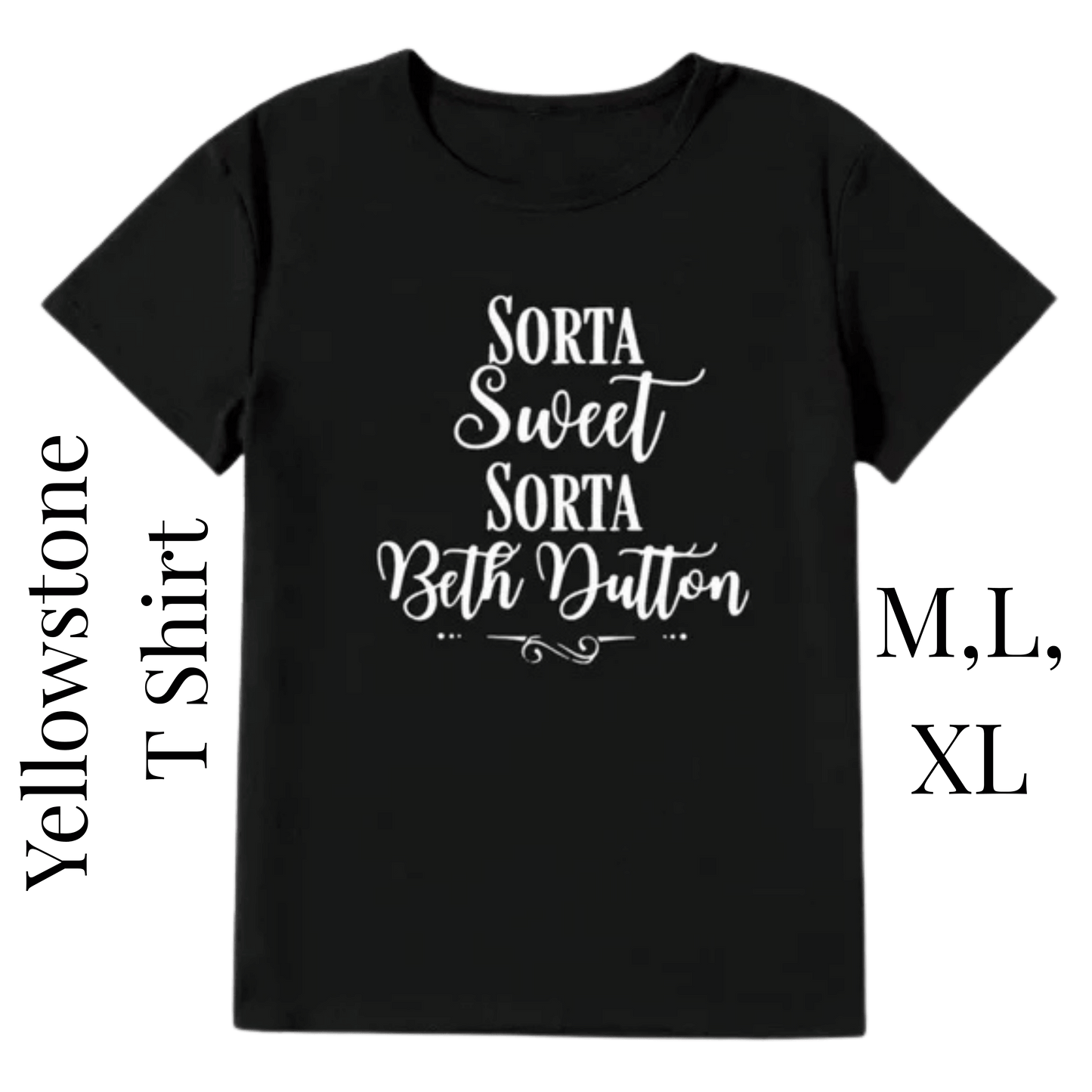 Black t-shirt with white text on a transparent background