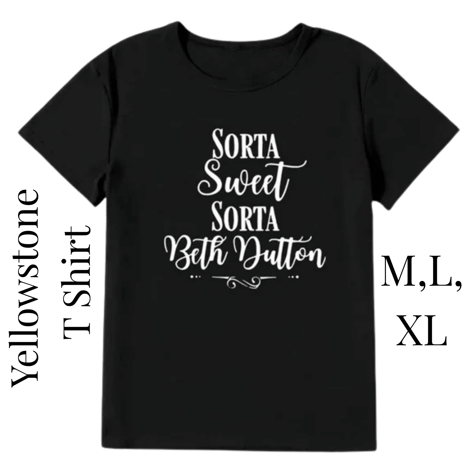 Black t-shirt with white text on a transparent background