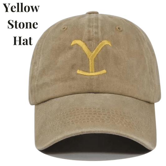Beige cap with yellow 'Y' logo on a green background