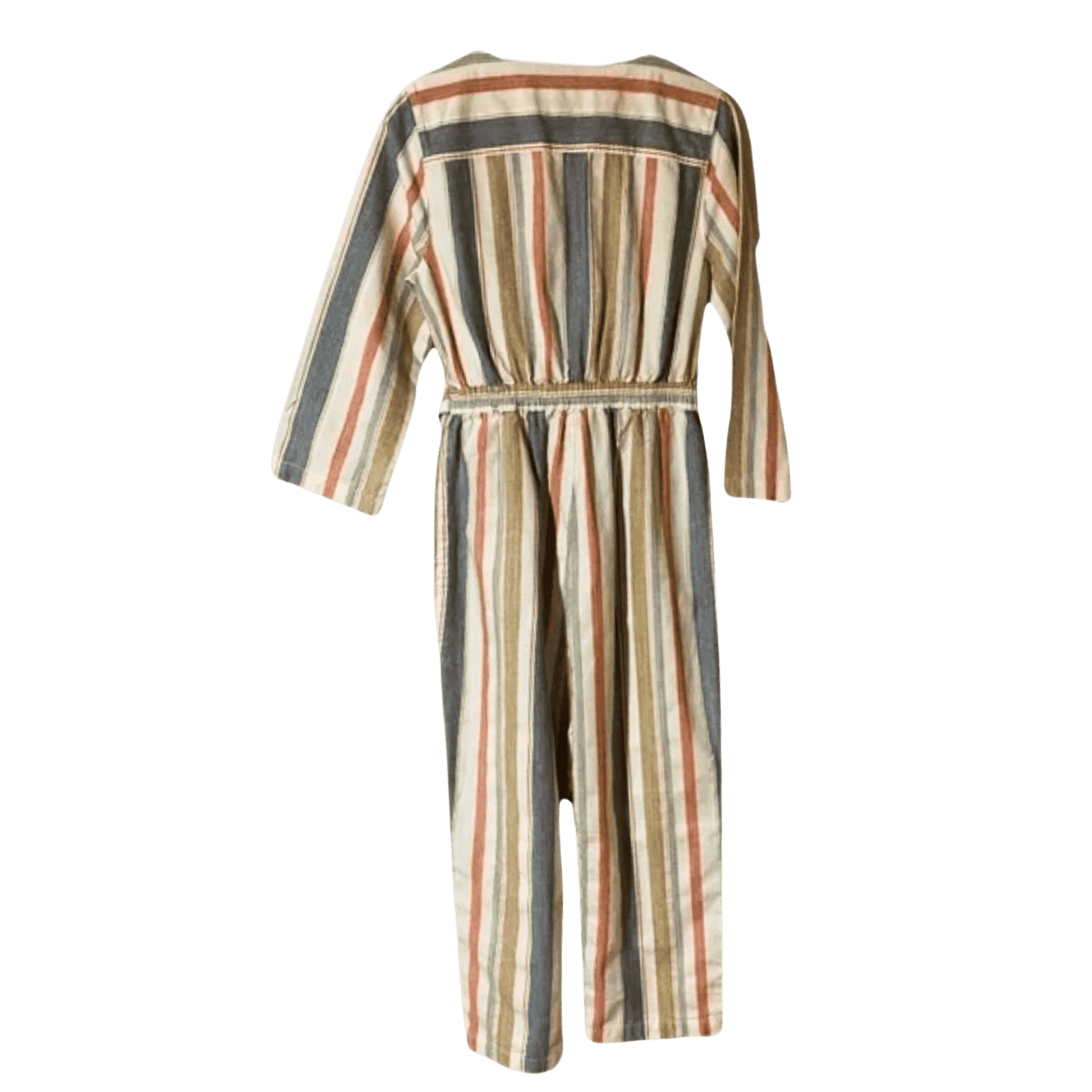 Striped dress on a green background