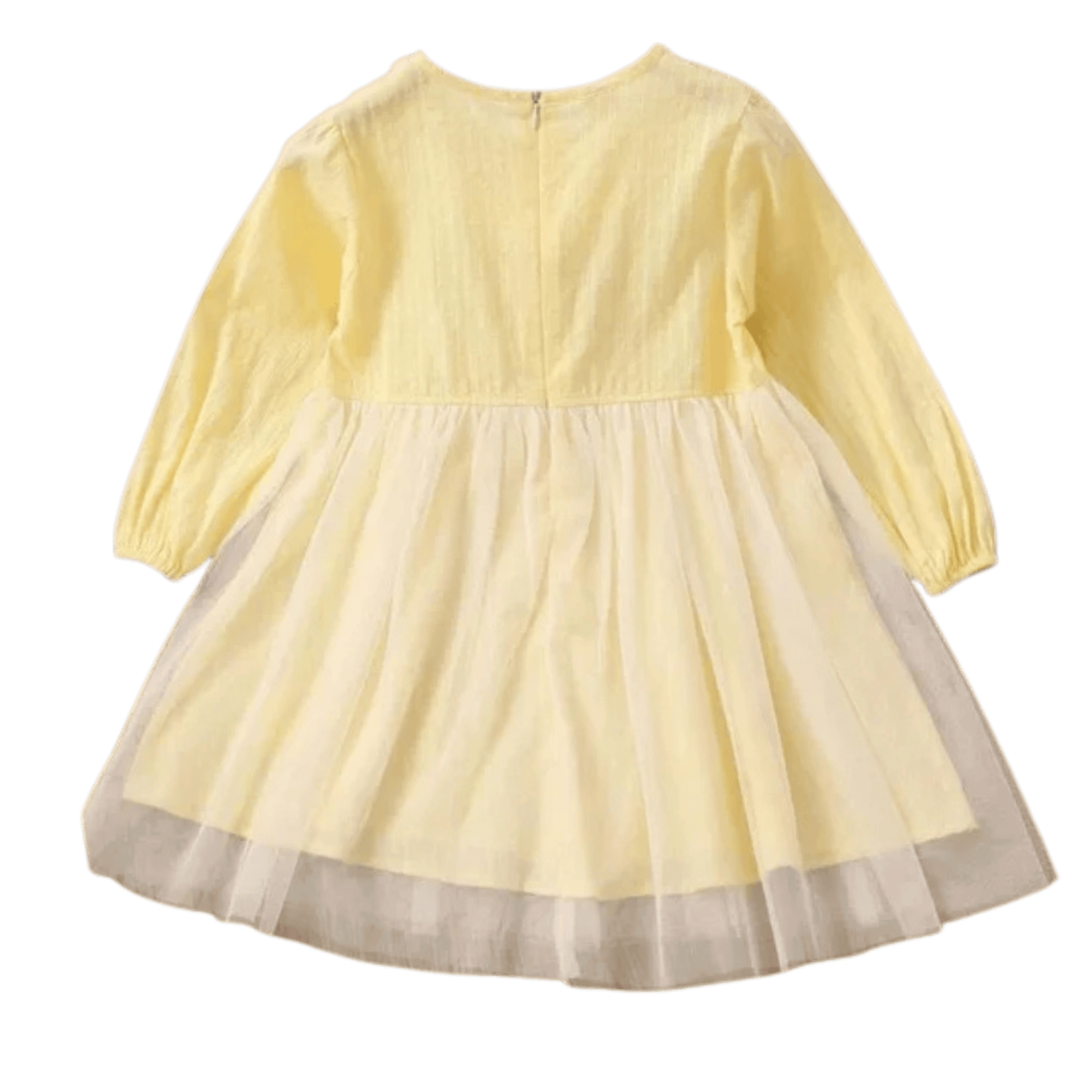 Yellow dress with long sleeves on a transparent background